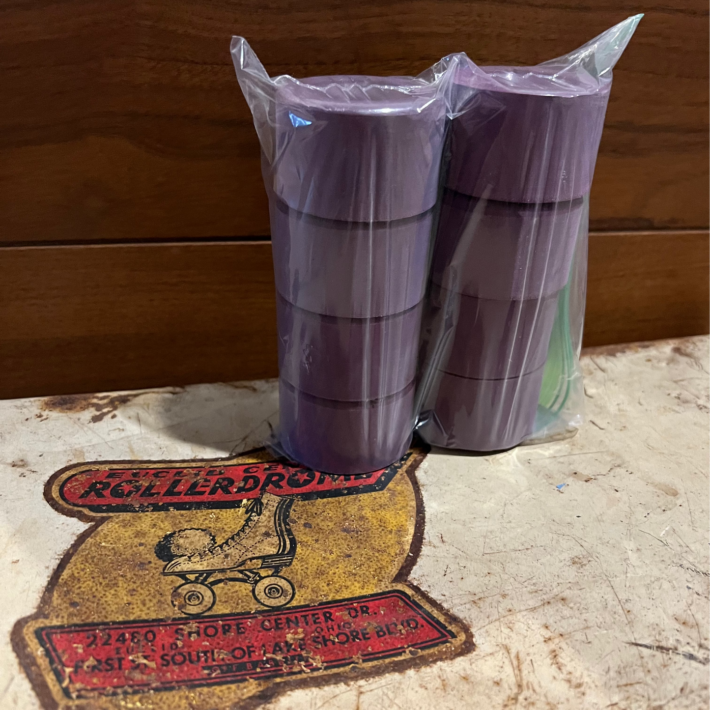 Resurfaced Vanathane Rental Skate Wheels (Purple) Set of 8